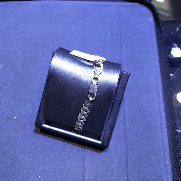 Bracelet Sterling Silver Diamond Cut CubanLink Chain Claw Clasp 925 Stamp - Picture 3 of 4